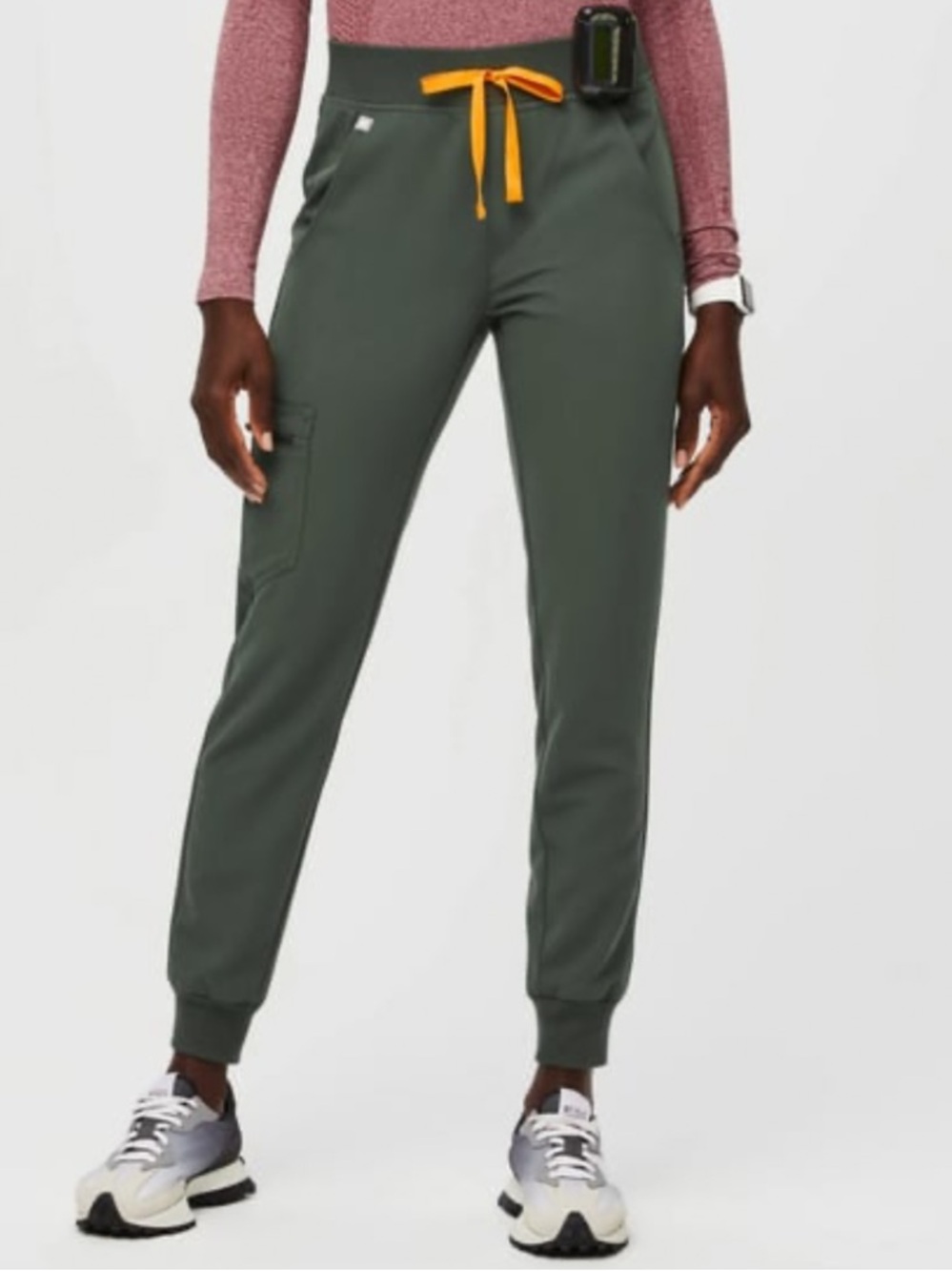 Figs Moss Zamora Joggers with Orange Drawstring